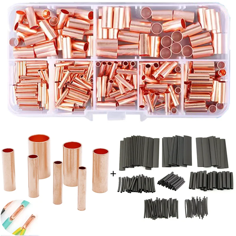 Copper Tube Crimping Terminal,Heat Shrink Tube,Red Copper Material,Wire Docking,Electrical Equipment Connector,Terminal Pliers