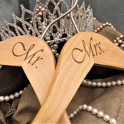 Mr Mrs Wooden Dress Hanger Husband Wife Bride Groom couple rustic Wedding Just Married honeymoon Bridal Shower decoration Gift