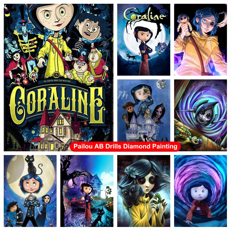 Coraline Movie AB Diamond Painting Full Drills Henry Selick Fantasy Cartoon Film Cross Stitch Mosaic Handcraft Home Decor