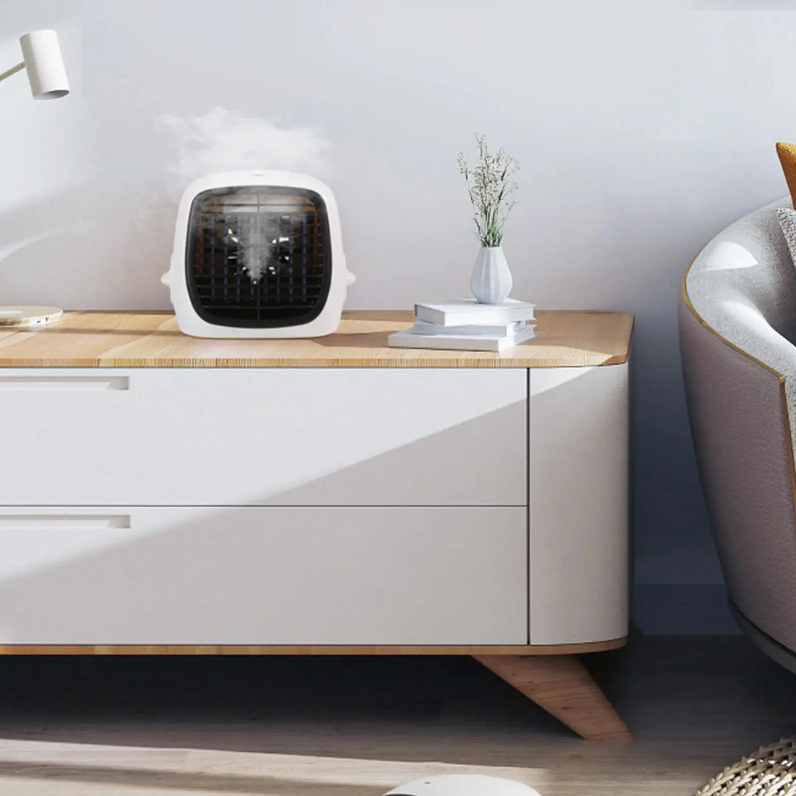 Aire acondicionado portátil, humidificador evaporativo de escritorio, dispositivo de refrigeración silencioso USB multifuncional para tienda, escritorio, escuela, jardín y playa