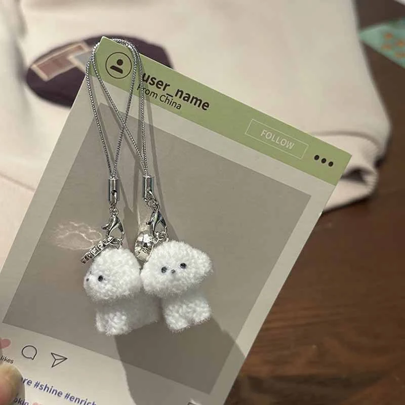

1Pcs Flocked Resin 3D Dog Puppy Keychain Little Plush Animal Pendant for Backpack Car Charms Hangs