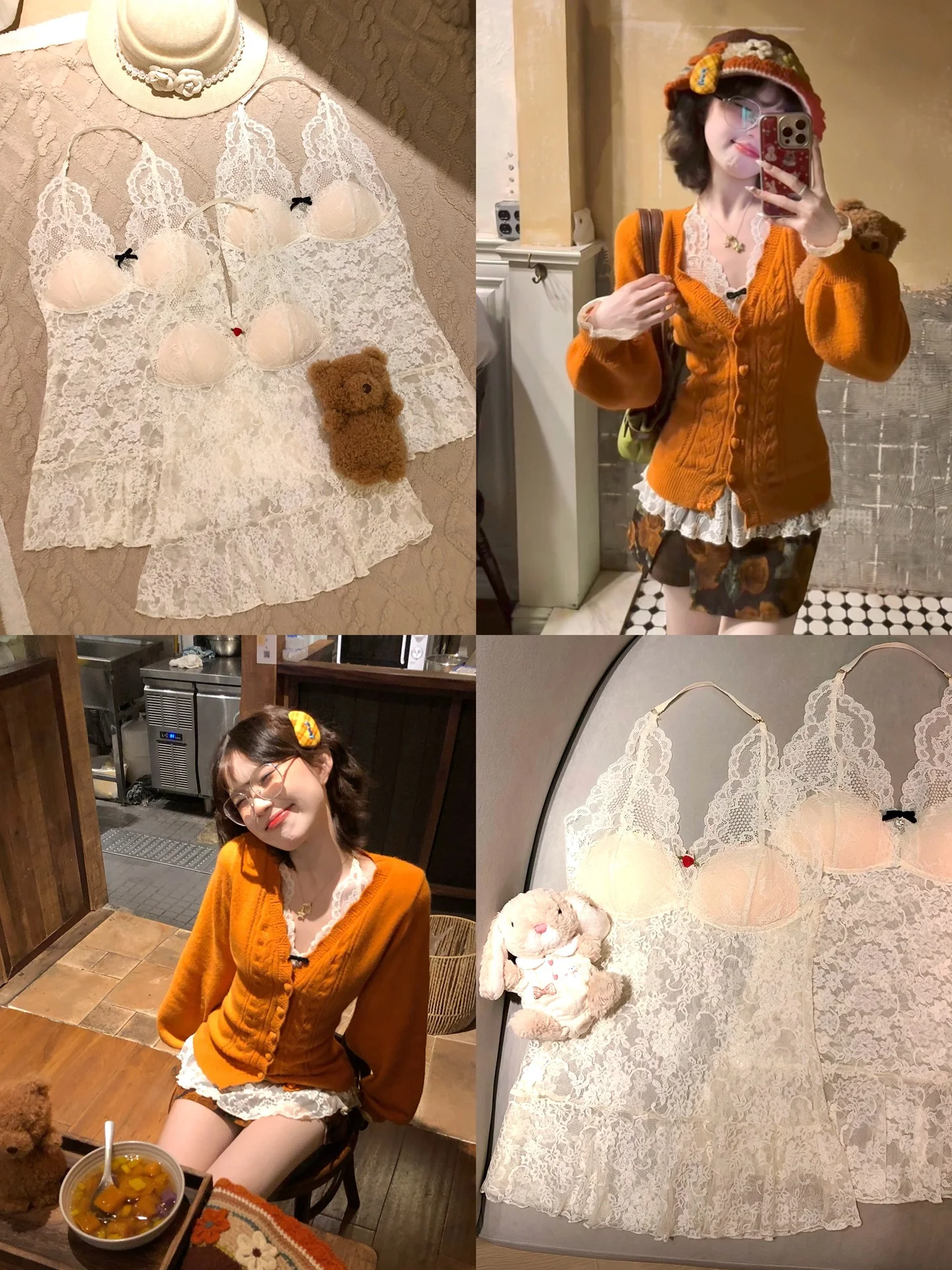 

ALITTLE My "Layering Secret" Lace Ne Pure Desire Base irt Versatile Layering Top for Daily Wear Spring Autumn