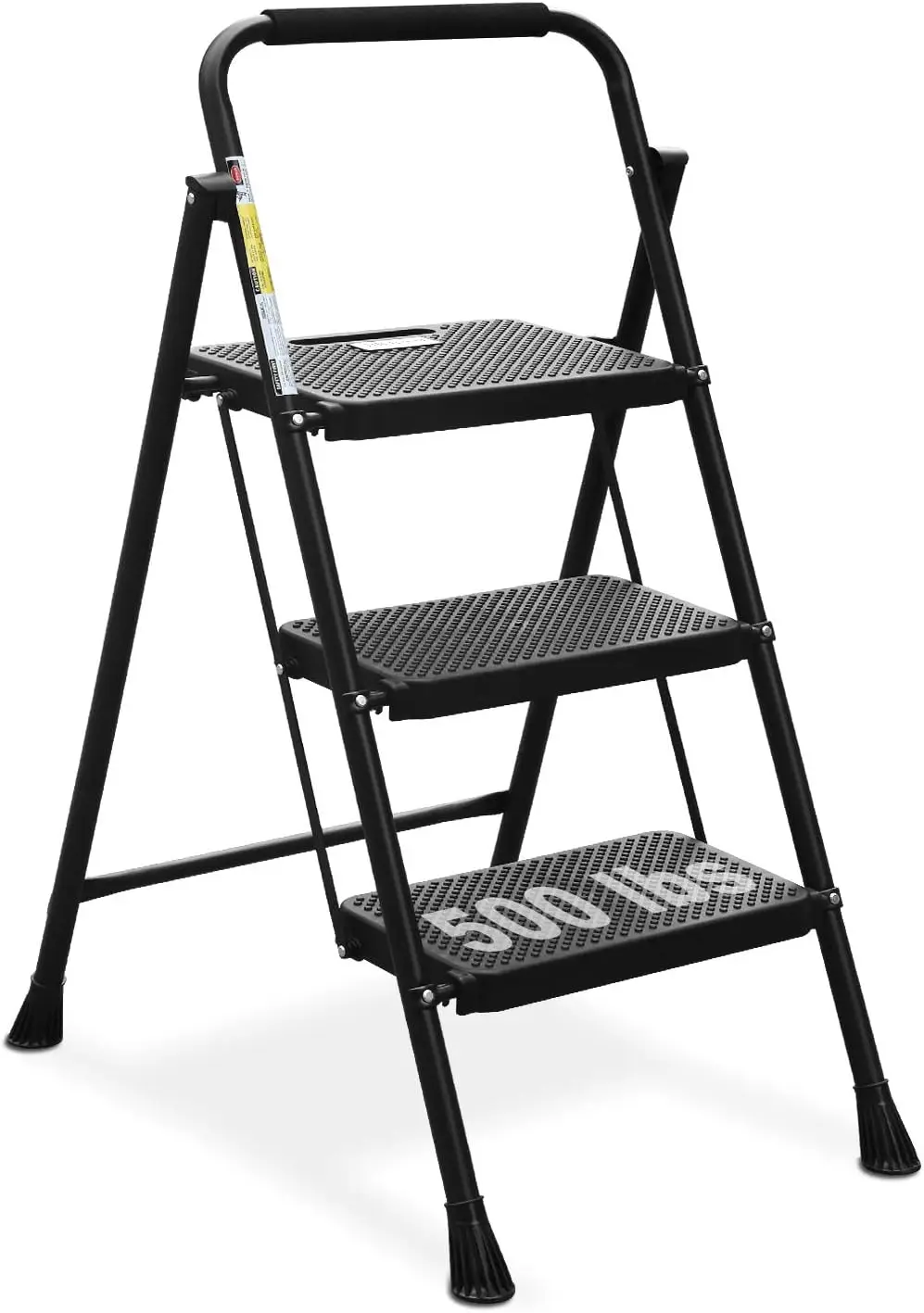 

HBTower 3 Step Ladder, Folding Step Stool with Wide Anti-Slip Pedal, 500lbs Sturdy Steel Ladder, Convenient Handgrip, Lightweigh