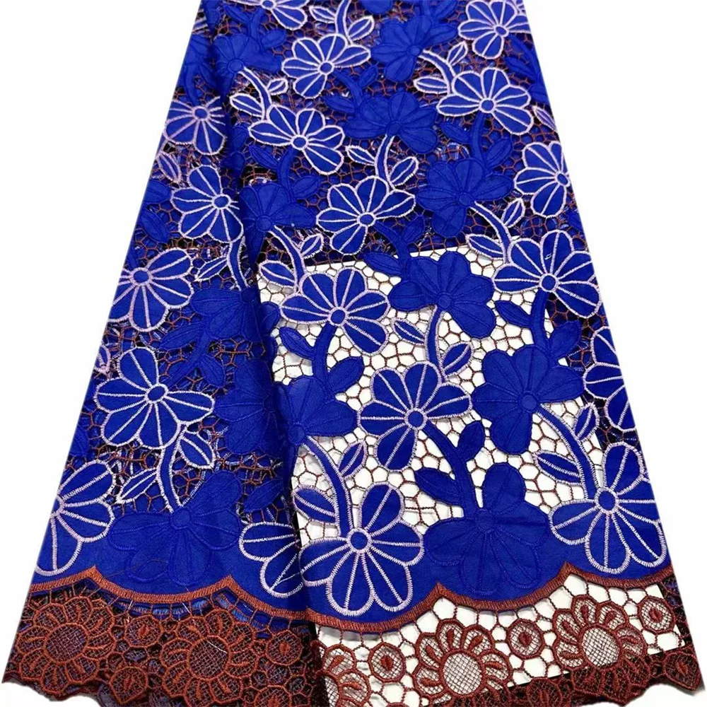 

Luxury Chiffon African Fabric Lace High Quality 5 Yards 2025 In Green Royal Blue Fabric For Dresses Nigerian Lace Fabric H61-1
