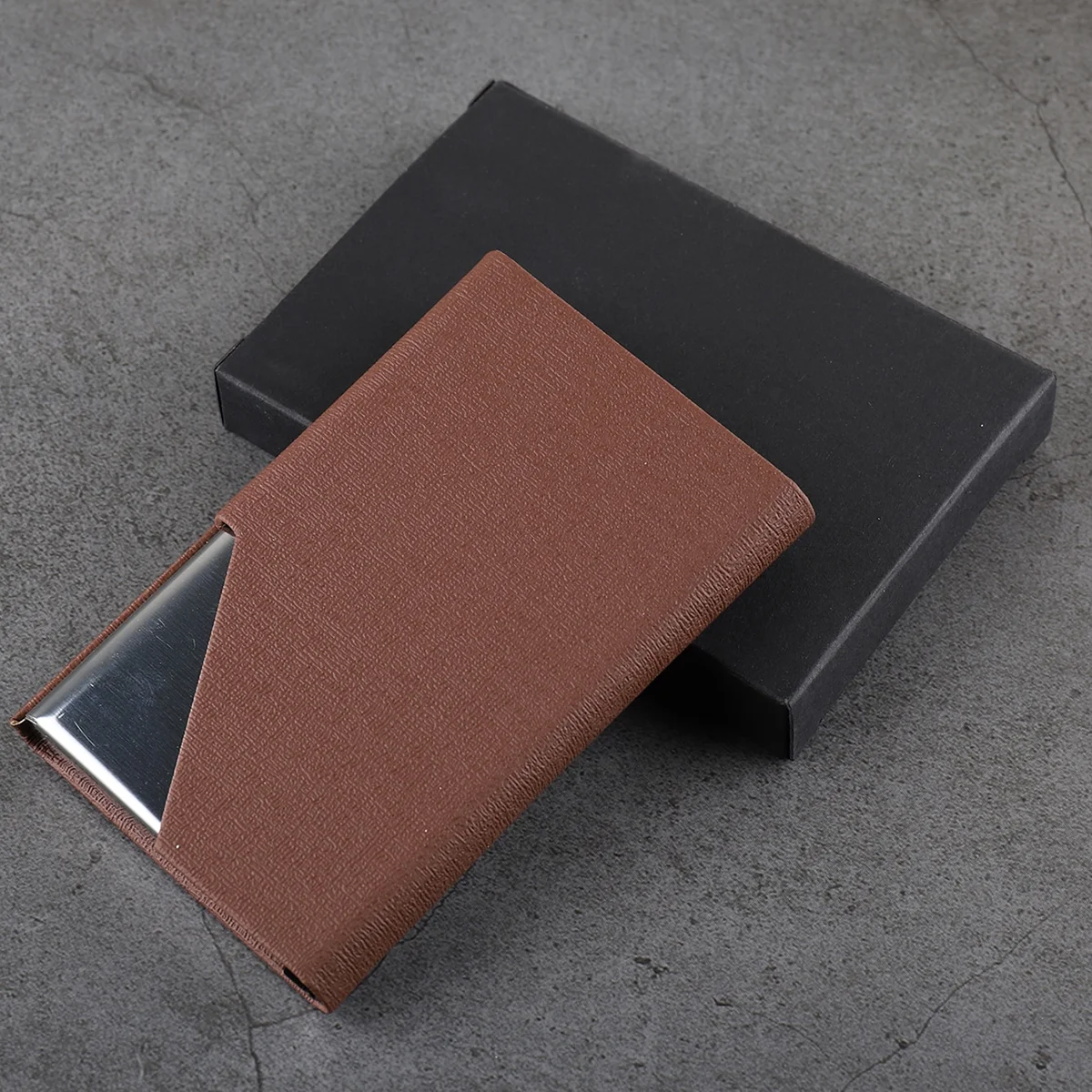 Business Card Holder Luxury Wallet PU Leather Business ID Credit Card Holder For Women Men Fashion Metal Aluminum Card Case - Image 6