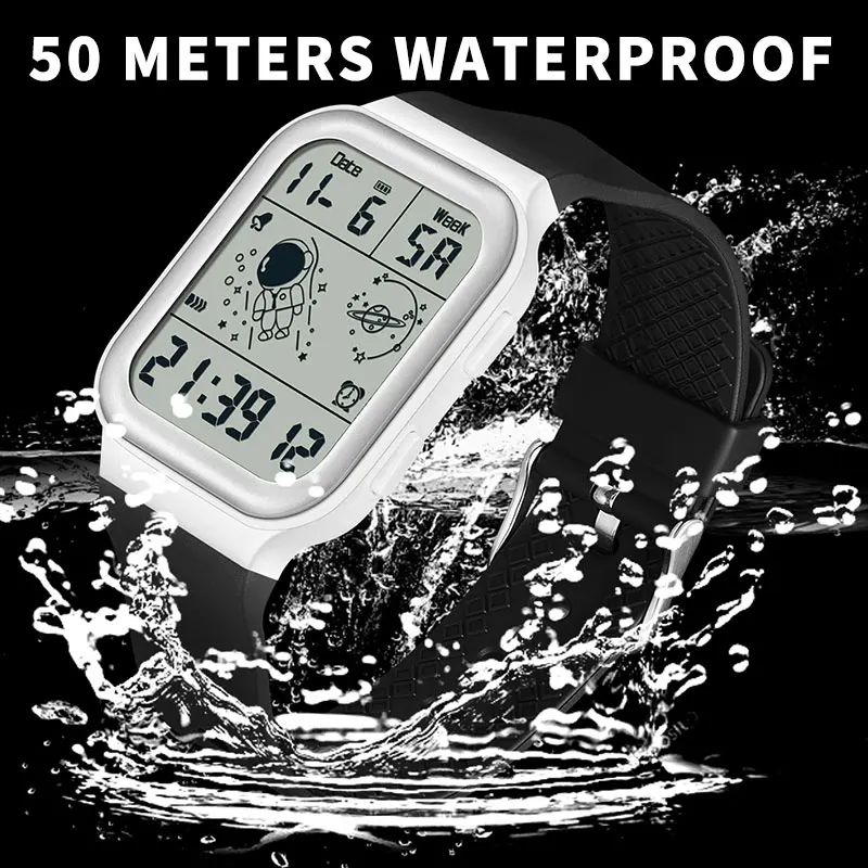 Top Brand Digital Watches Big Dial Rectangle Sport Watches LED Date Digital Watches 50m Waterproof Shockproof Men's Wristwatch