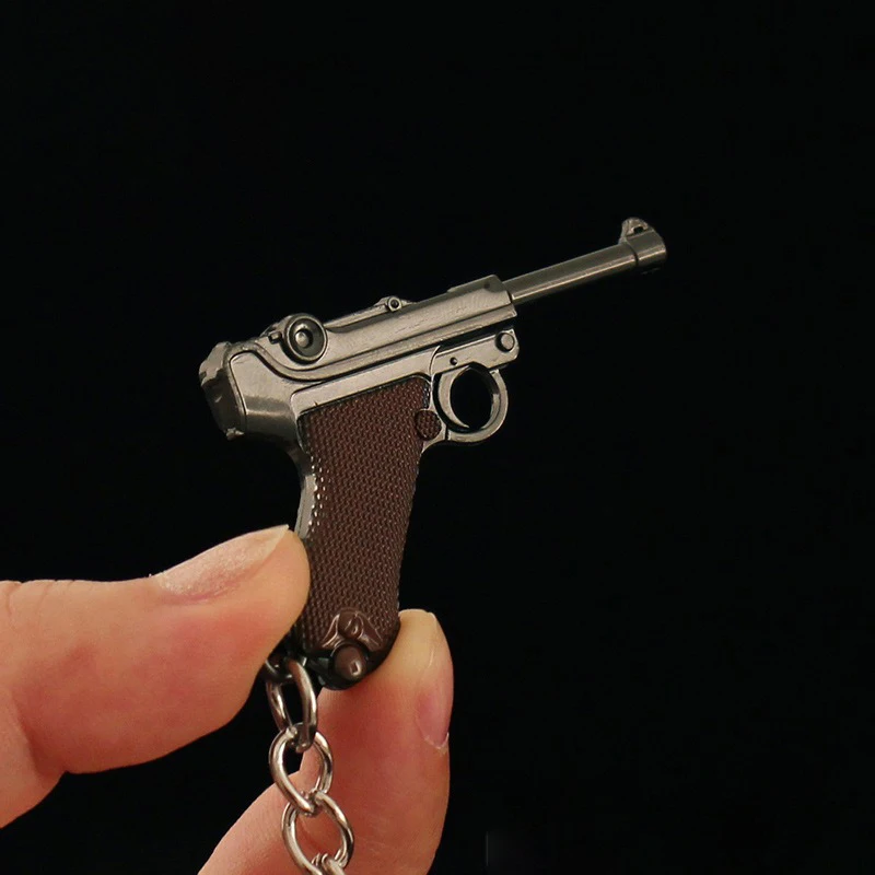 합금 미니 루거 P08 총 모델 금속 키 체인 펜던트 5cm 쥬얼리 Pubg Peace Elite Escape From Tarkov USEC BEAR