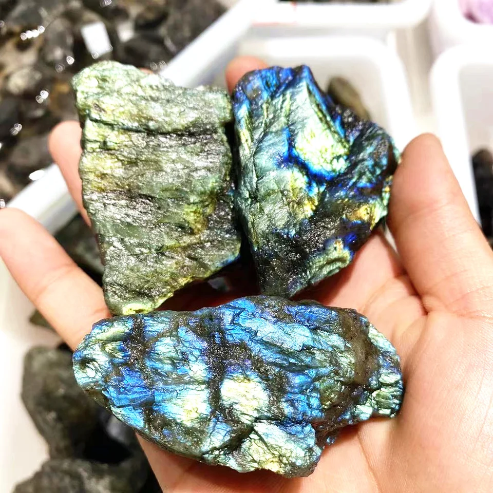 Natural Rough Mineral Crystal Healing Stone Flash Labradorite Raw for Home Decoration