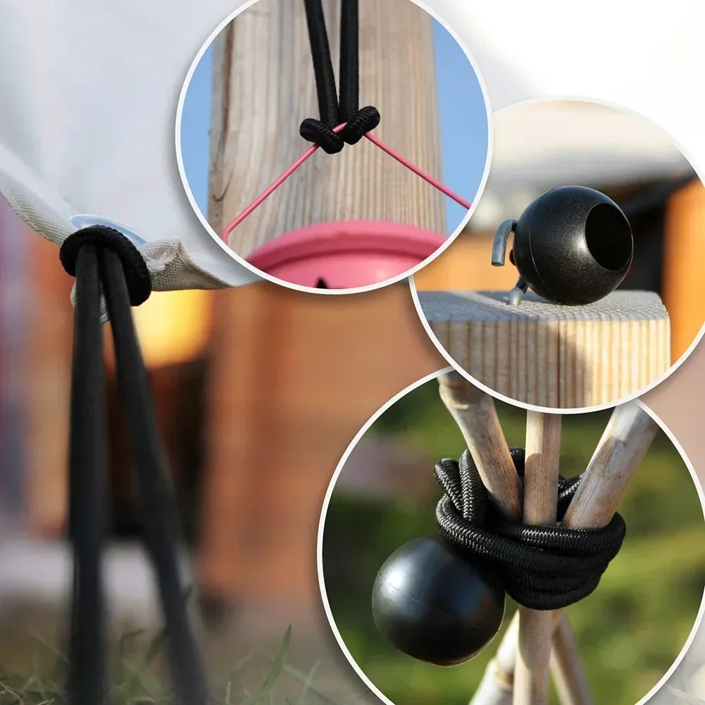 25 Pcs Car Tarpaulin Tensioner Bouncy Rope With Ball Tension  Posters Tent Tensioning Belts 20cm Black Interior Accessories image 6
