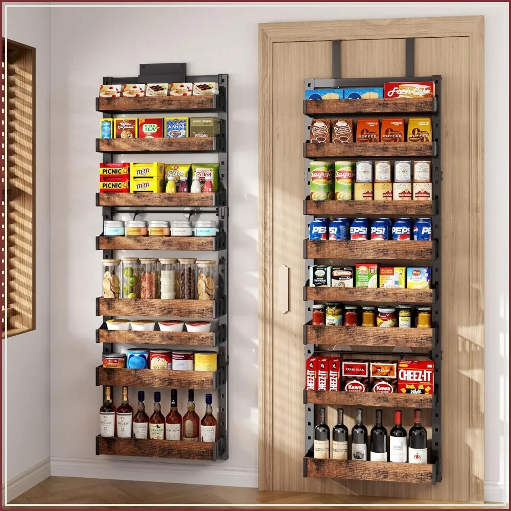 

8-Tier Over Door Pantry Organizer, Heavy-Duty Metal Hanging Rack with Adjustable Baskets for Kitchen Closet Storage