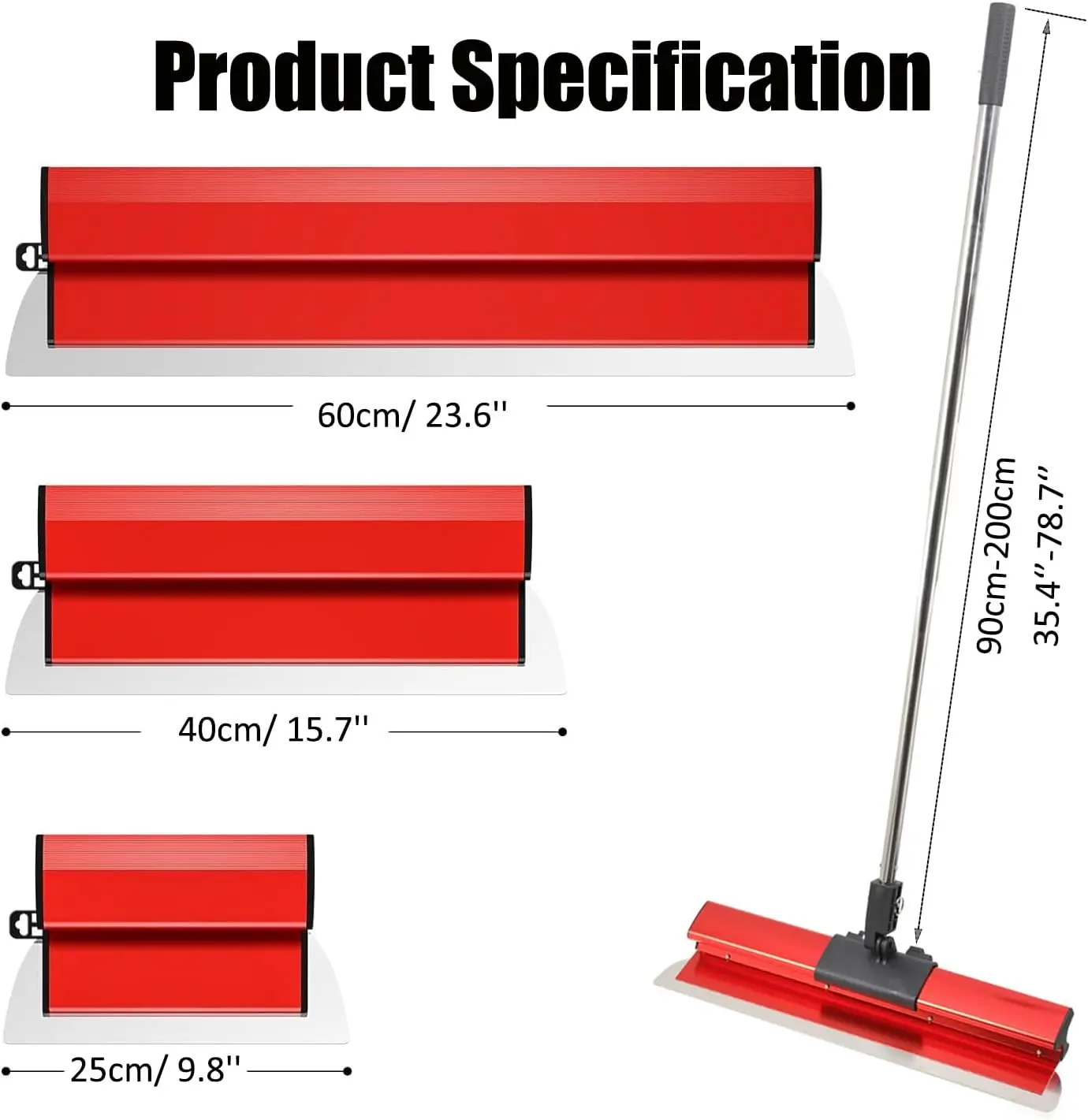 Trockenbau-Glättklingen-Set 25/40/60cm Glättklingen + 90-200cm Verlängerungsgriff, Professionelle Wand-Trockenbau-Finishing-Werkzeuge – Detail 9