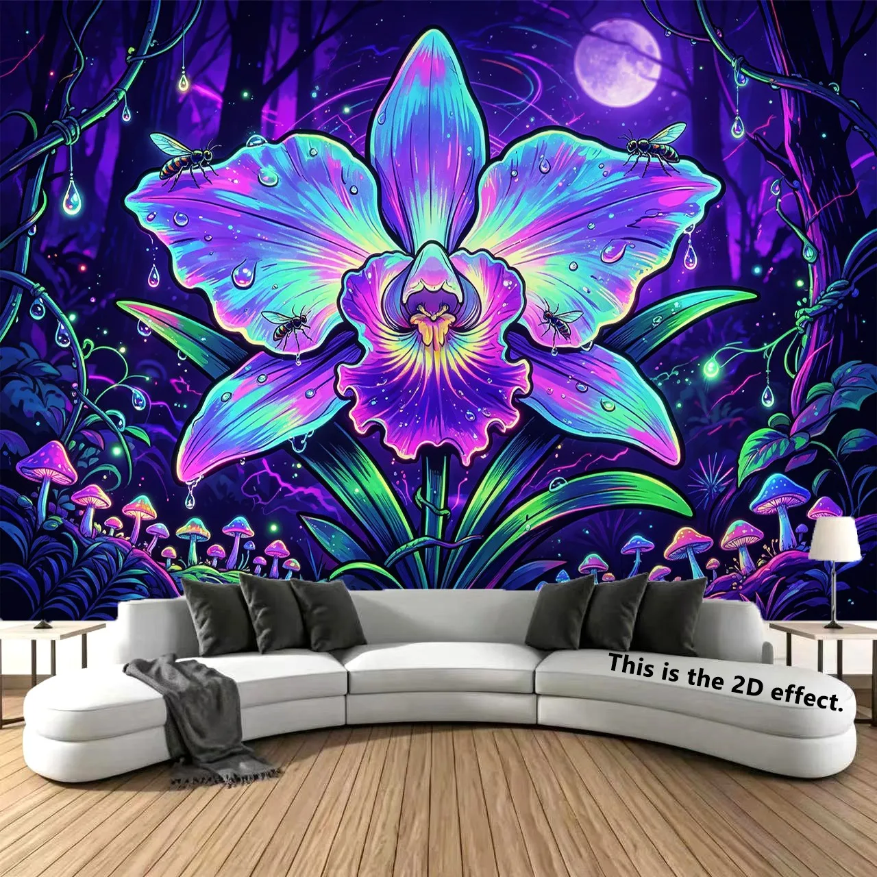 Psychedelic Neon Fantasy Background Tapestry For Bedroom, Bedside Decoration, And Dormitory Use