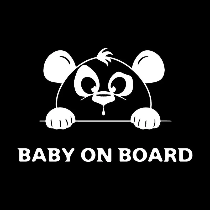 Car Stickers Personalized Panda Animal Warning Car Stickers BABY ON BOARD Bumper Decoration Accessories Black/white,17cm*11cm