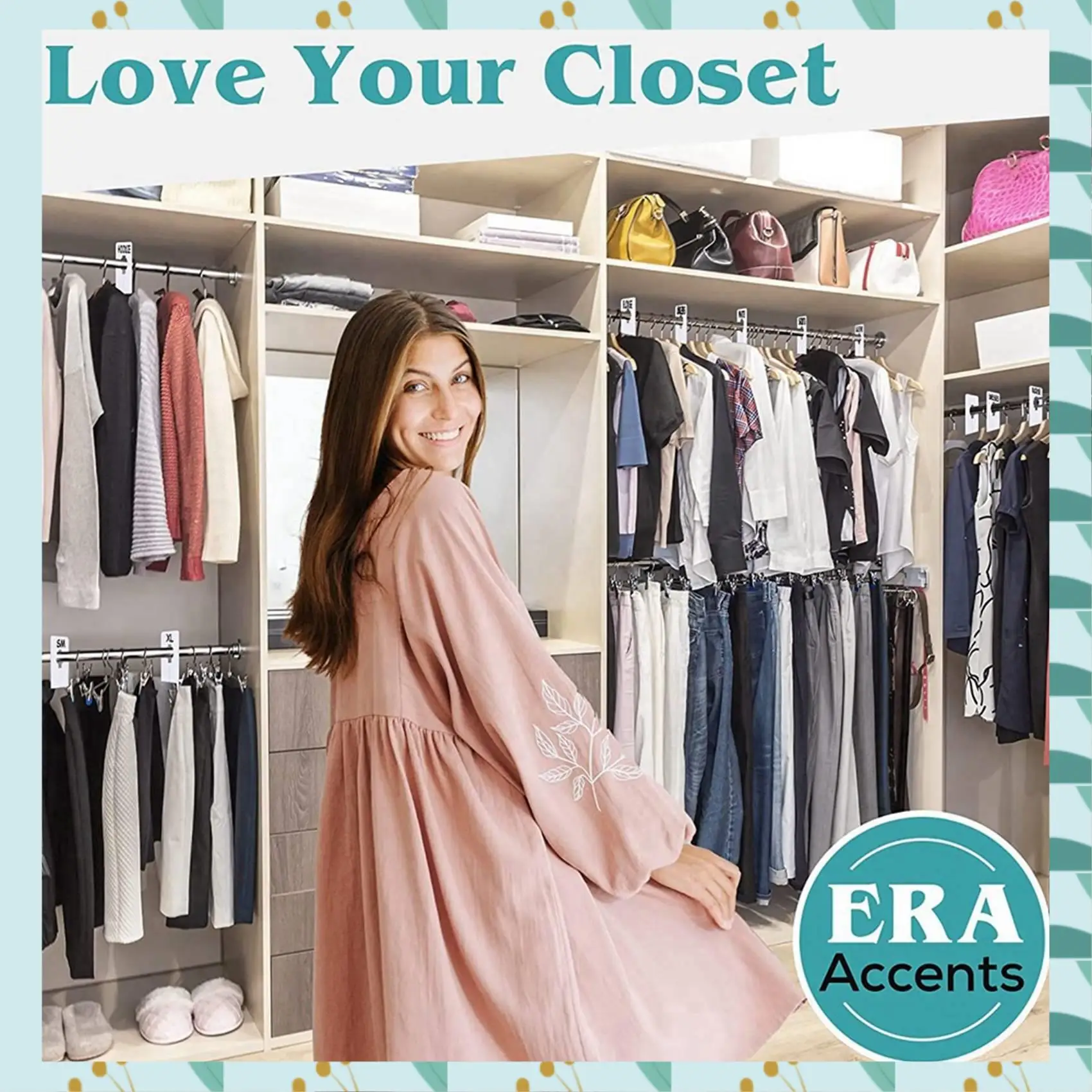 

A71P 120 Closet Dividers For Hanging Clothes- Rectangle Clothing Size Dividers,White Closet Divider Set With Marker