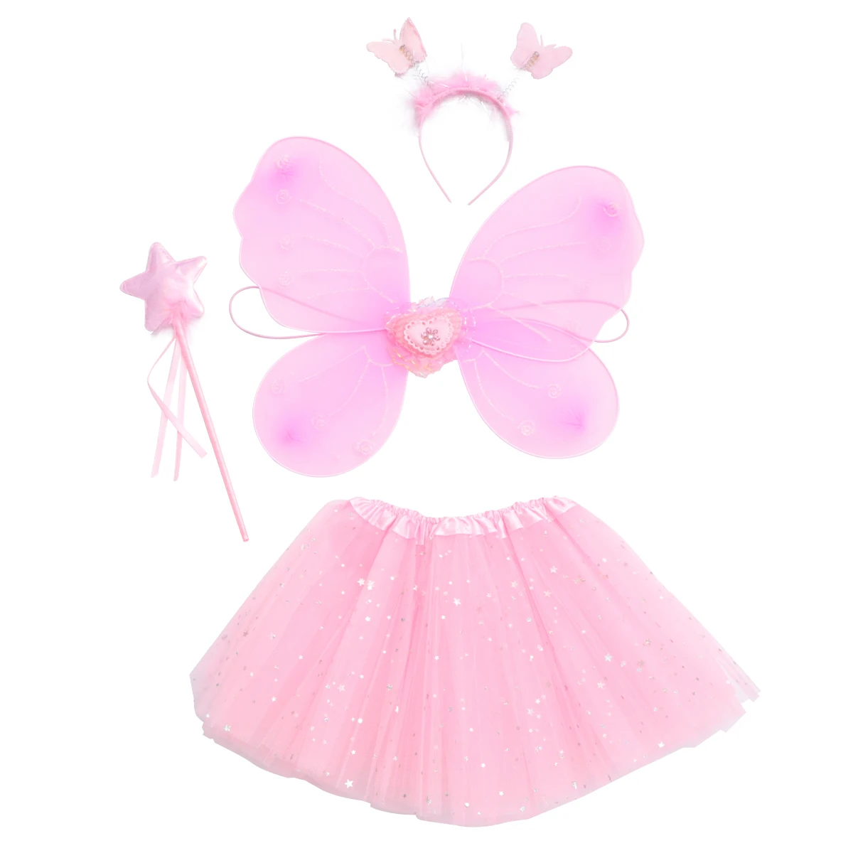 

Butterfly Wings Four Piece Set Girls Fairy Dress Kit Premium Quality Comfortable Flexible Skin Friendly Elegant Fashionable