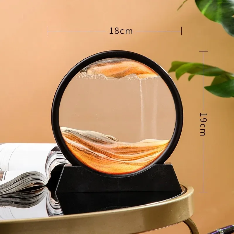 3D Hourglass Quicksand Moving Sand Art Picture Round Glass Deep Sea Sandscape Craft Flowing Painting Office Home Decor Gift New