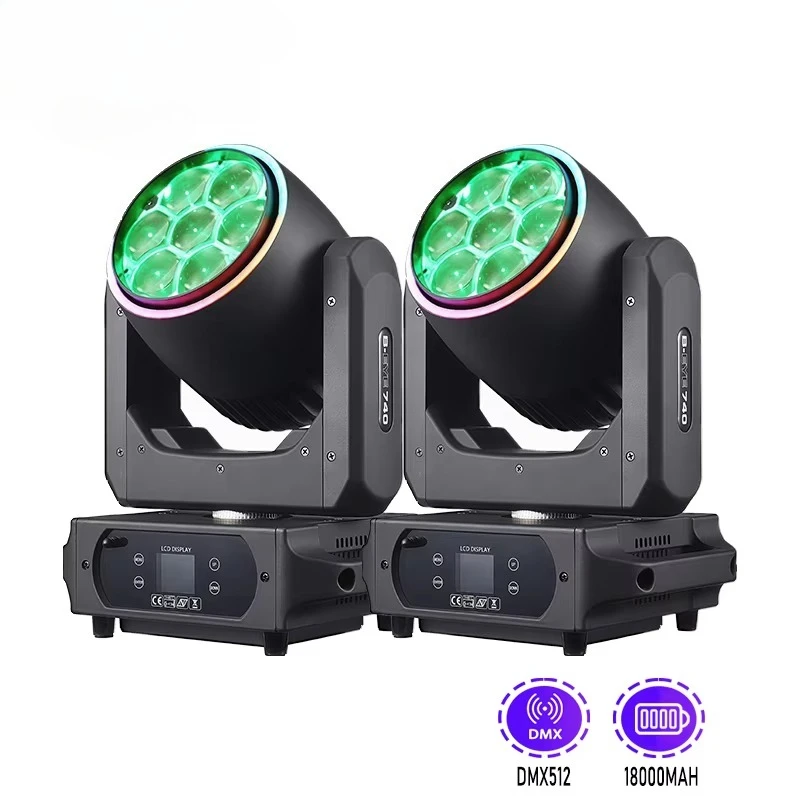 2026- Moving Heads Both Lighting 2pcs Black 7*40w Bee Eye Wireless Battery Rainbow Wedding DJ Party Theater