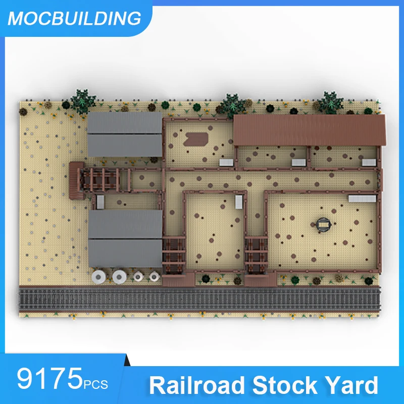 MOC Building Blocks Railroad Stock Yard Model DIY Assemble Bricks Train Architecture Educational Creative Toys Gifts 9175PCS