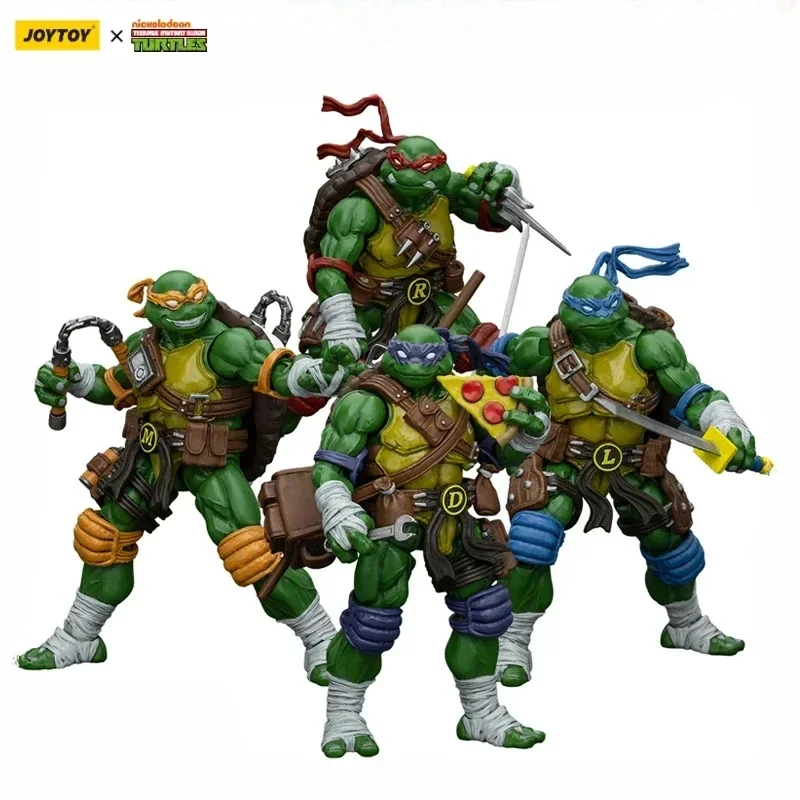 재고 JOYTOY 1/18 액션 피규어 TMNT 닌자 거북이, 미켈란젤로 도나텔로 레오나르도 라파엘, 애니메이션 피규어 장난감, 모델 선물