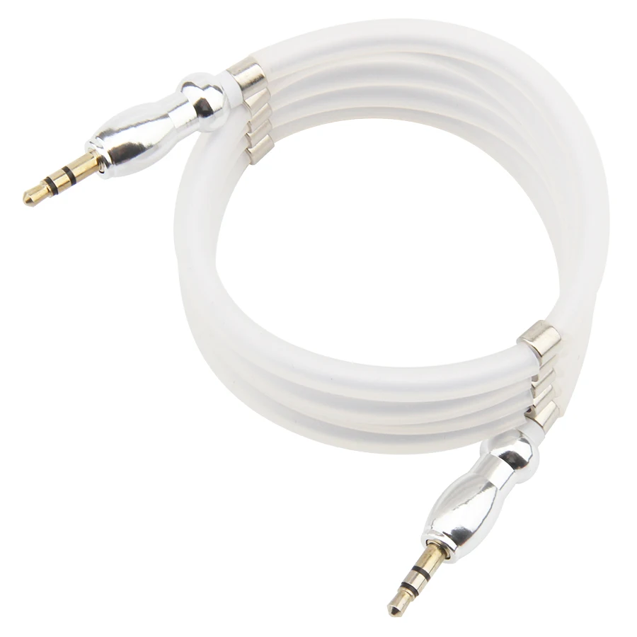 100pcs 1m Magnetic Absorption Audio Cable 3.5mm Jack Aux Cord Speaker Line For iPhone Samsung Phone Car Headphone MP4