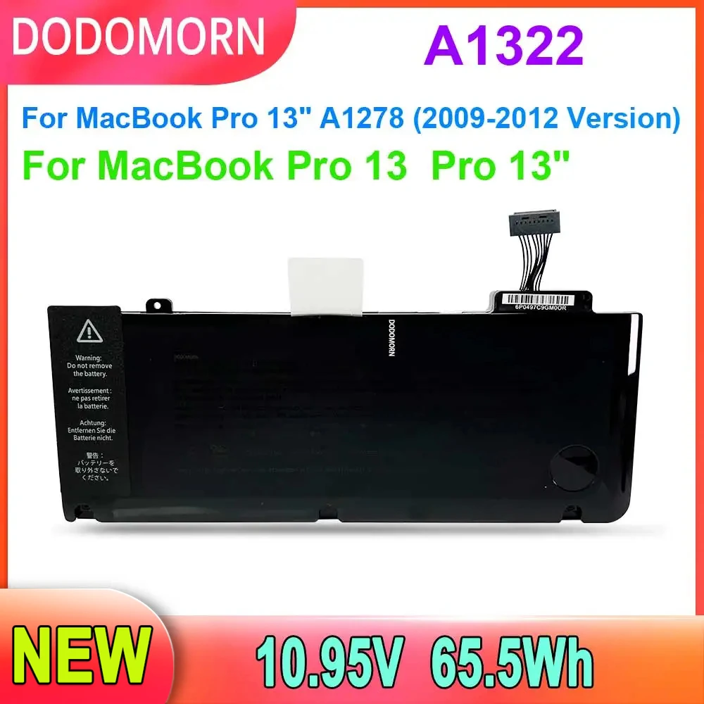 

DODOMORN New Battery A1322 For Macbook Pro 13'' Inch A1278 2009 2010 2011 65.5wh