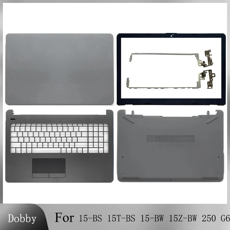 Tylna obudowa LCD/Ramka przednia/Zawiasy LCD/Palmrest/Dolna obudowa do laptopa 15-BS 15T-BS 15-BW 15Z-BW 250 G6 255 G6, szara, 929893-001