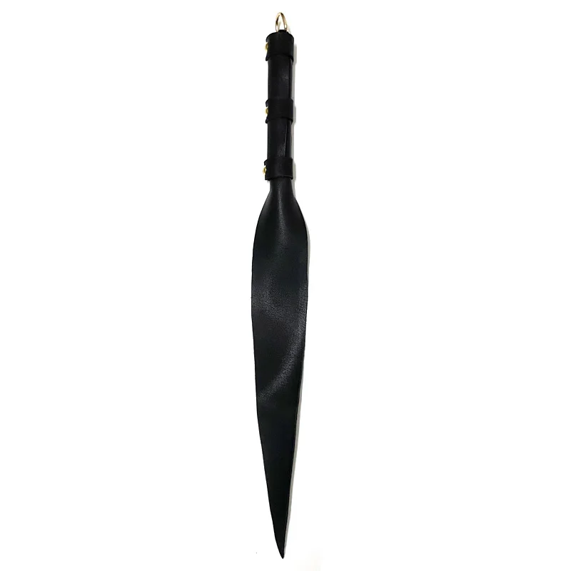 

46CM Black Genuine Leather Whip BDSM Bondage Slave Spanking Paddle Couple Cosplay Game SM Flirting Fetish Sex Toy for Woman