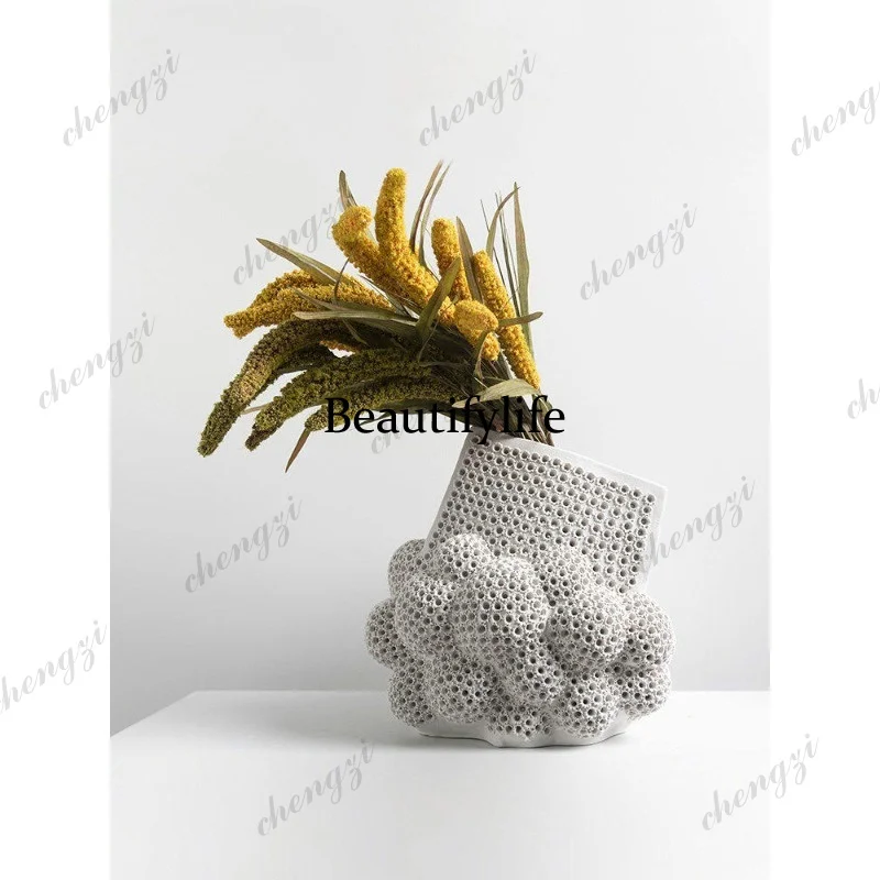 Modern Nordic cave vase ceramic flower ware home living room dining table model room hotel decoration ornament