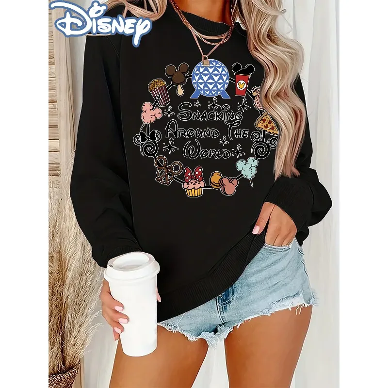 الخريف/الشتاء ديزني وجبات خفيفة عالمية "آذان ميكي والكب كيك الورقية موضة المرأة الرياضية موضة الجولة الرقبة هوديي غير رسمي #1