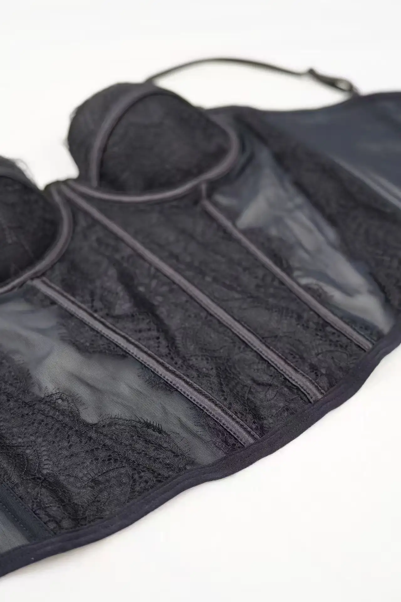 KUCLUT Hollow Lace Tight Corset Transparent Sleeveless Lace Camisole Sexy bra Fishbone Bustier Tanks Suspender Vest Streetwear
