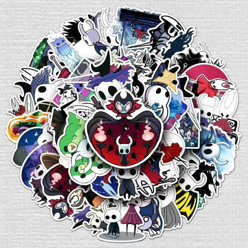 50 Adesivos Hollow Knight Silksong, Adesivos de Vinil Impermeáveis de Anime e Jogos para DIY, Graffiti, para Laptop, Celular, Skate, Bagagem, Presente