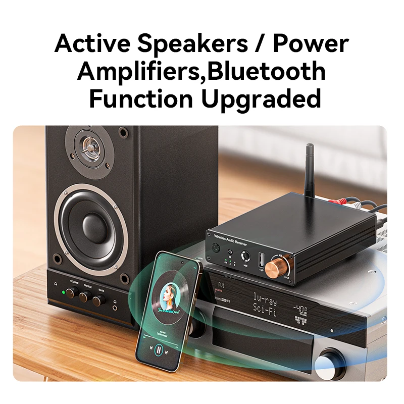 Receptor de áudio bluetooth 6.0 aux 3.5mm aux rca usb u-disco 6.5mm karaokê estéreo adaptador sem fio controle remoto para tv pc