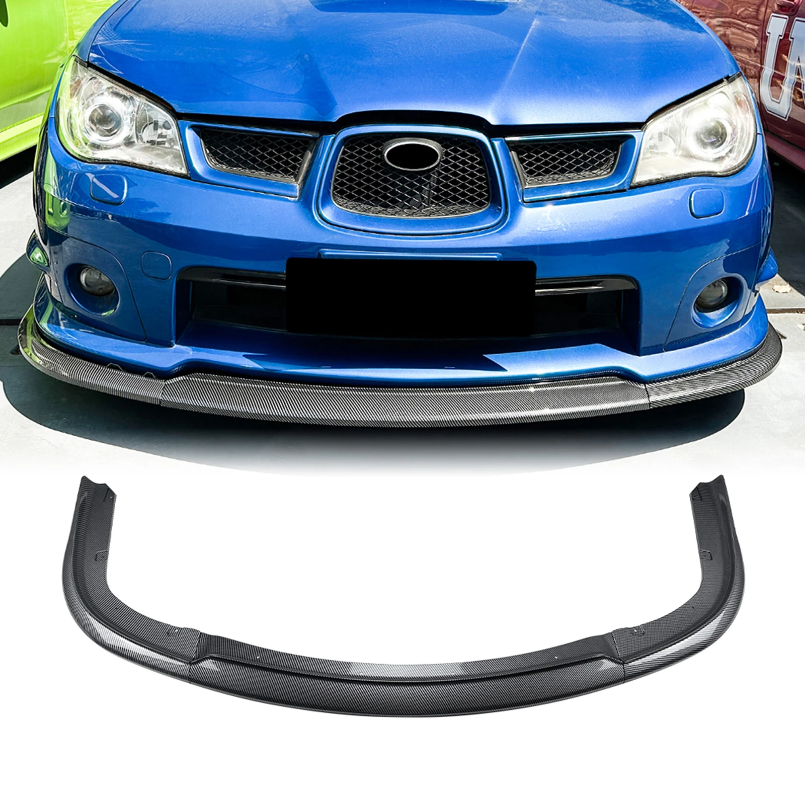 

Углеродное волокно/глянцевый черный передний бампер, спойлер, нижний сплиттер, защитный комплект лезвий для Subaru Impreza WRX STI 2006-2007