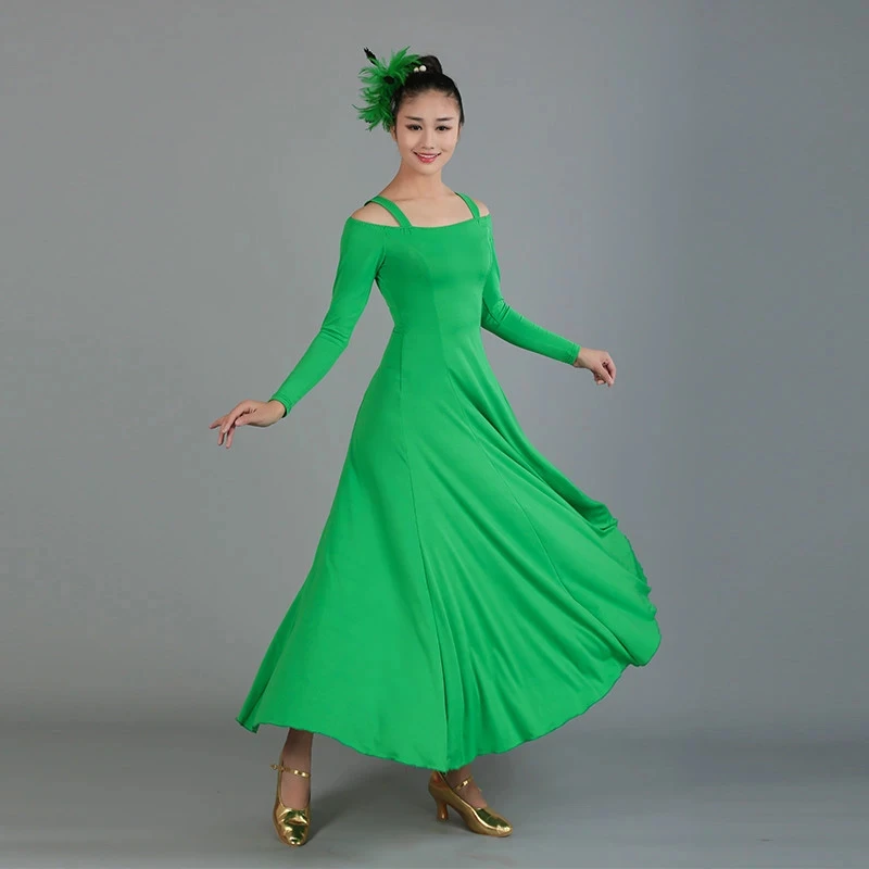 National Standard Ballroom Dance Skirt High-end Modern Dance Dress Sexy Long Sleeve Suspenders Evening Party Outfitsg