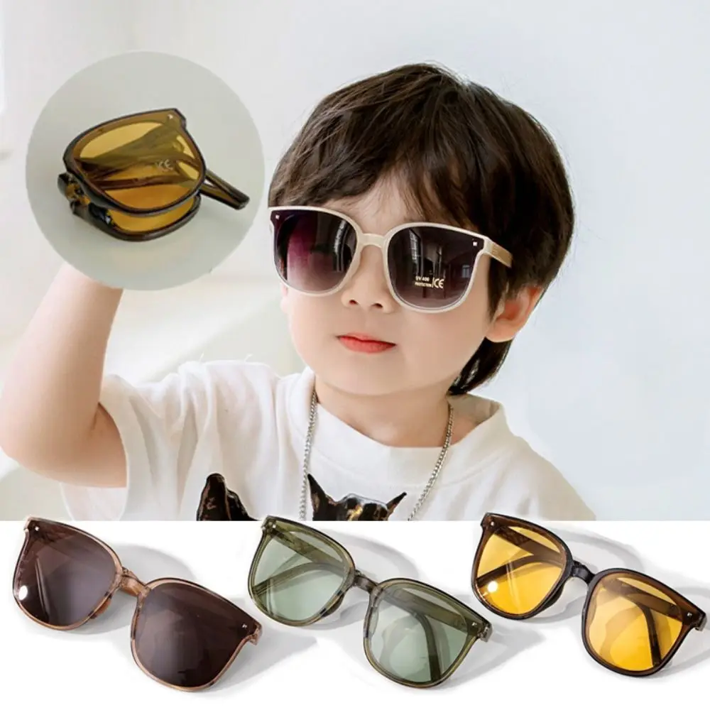 Vintage Foldable Kids Sunglasses Anti-UV Anti-Reflective Children Sunglasses Travel Accessories Black Shades Eyewear