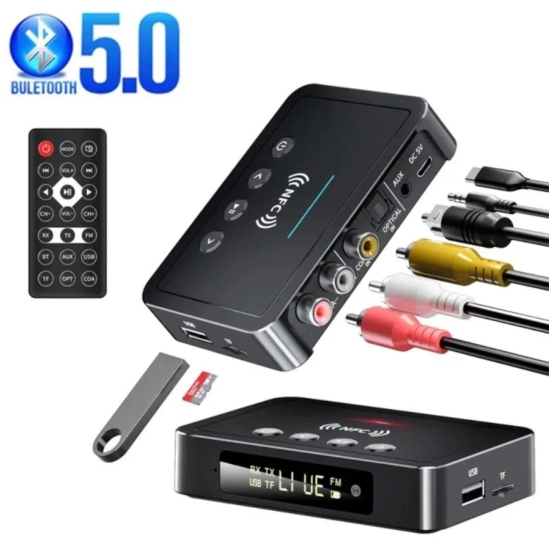 

For Huawei P40 Pro Black Shark 4S Receiver Transmitter BT 5.0 FM Handsfree Call Audio Stereo AUX 3.5mm Jack RCA Optical For car