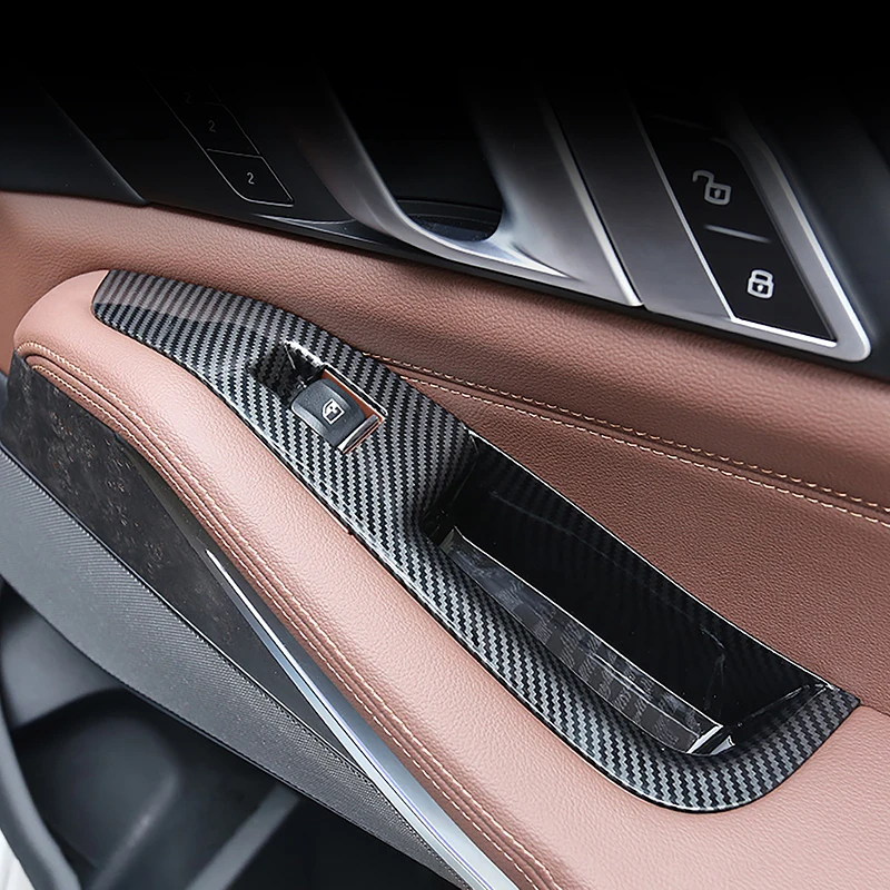 

Для BMW X5 G05 2019-2023 автомобильная оконная панель управления, рамка, отделка, крышка ящика для хранения, контейнер, цвет углеродного волокна, аксессуары для интерьера