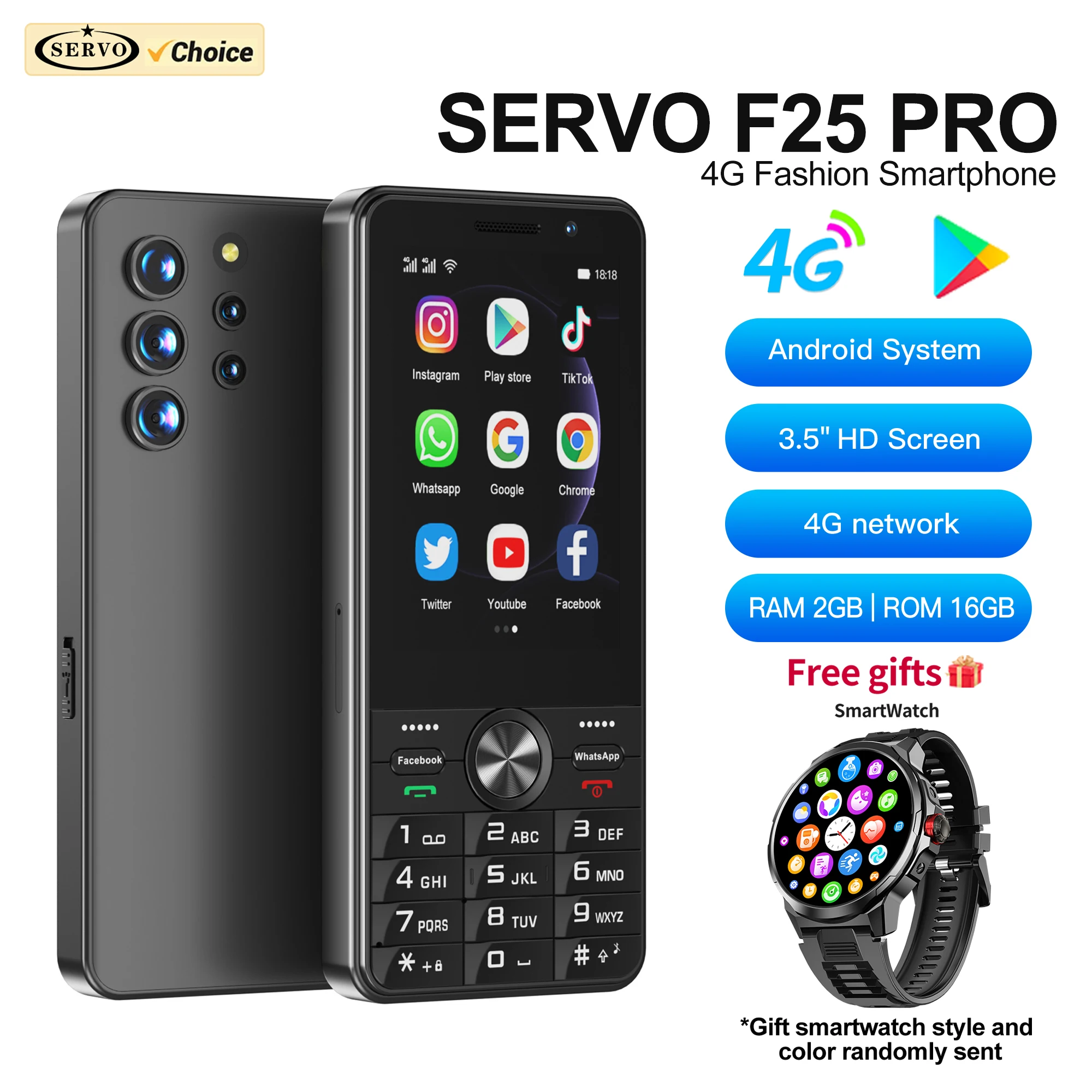 ساعة ذكية مجانية! سيرفو F25 PRO 4G LTE الهاتف الذكي نظام أندرويد 16 جيجابايت ROM Play Store مصباح يدوي شاشة تعمل باللمس 2 SIM الهواتف الذكية