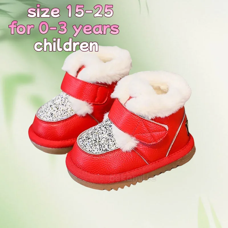 

Winter Kids Snow Boots Baby Girl Shoes Fashion Sequins Toddler Boots Baby Cotton Shoes Plush Warm