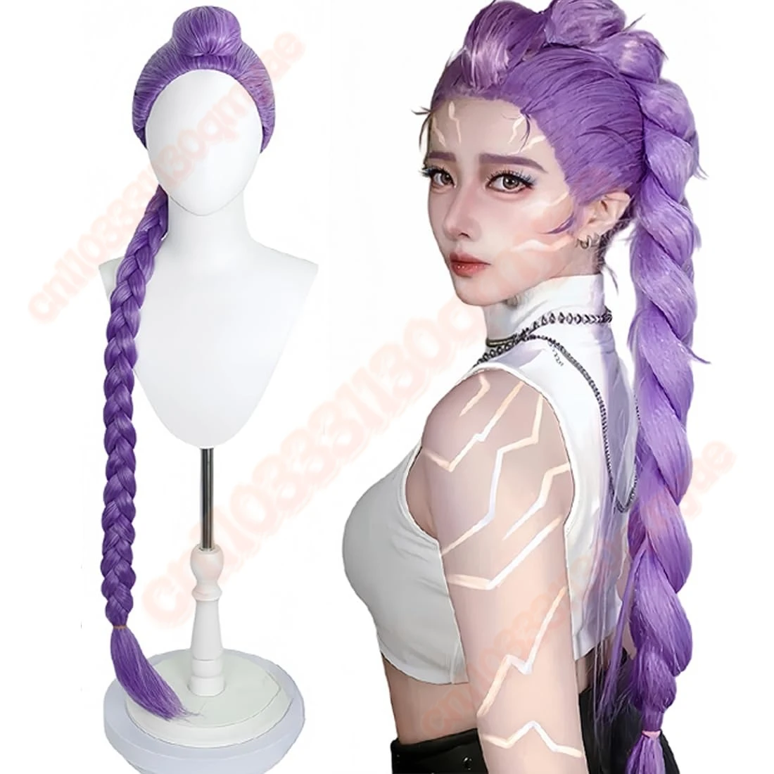 

Rumi KPop Demon Hunter Cosplay Long Purple Wig Women's Fantasia Dress up Costume Headgear Holloween Hair Accessory