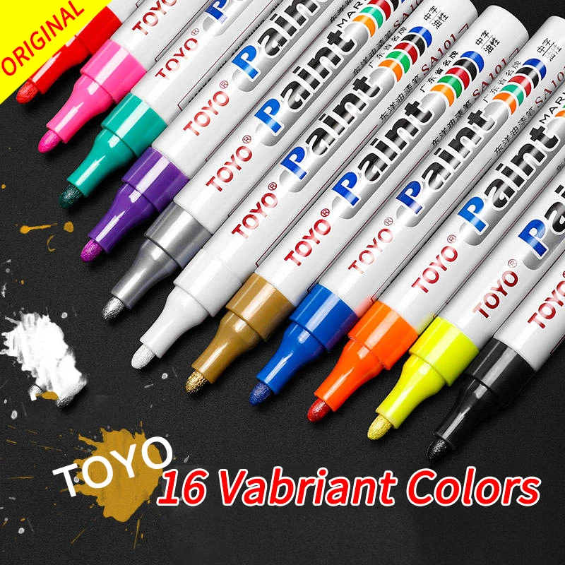 16Colors Paint Pen Markers Industrial Writable Steel Plate Multifunctional Pen Auto Rubber Tyre Resistance Permanent Graffiti