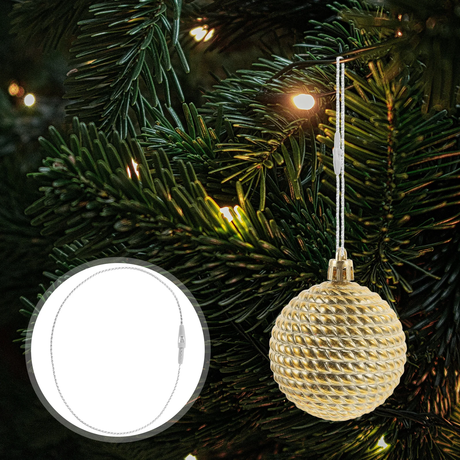 

100Pcs Snap Locking Ropes for Christmas Ornaments Easy Hang Precut Cord Closure Holiday Decoration Ribbon Tree