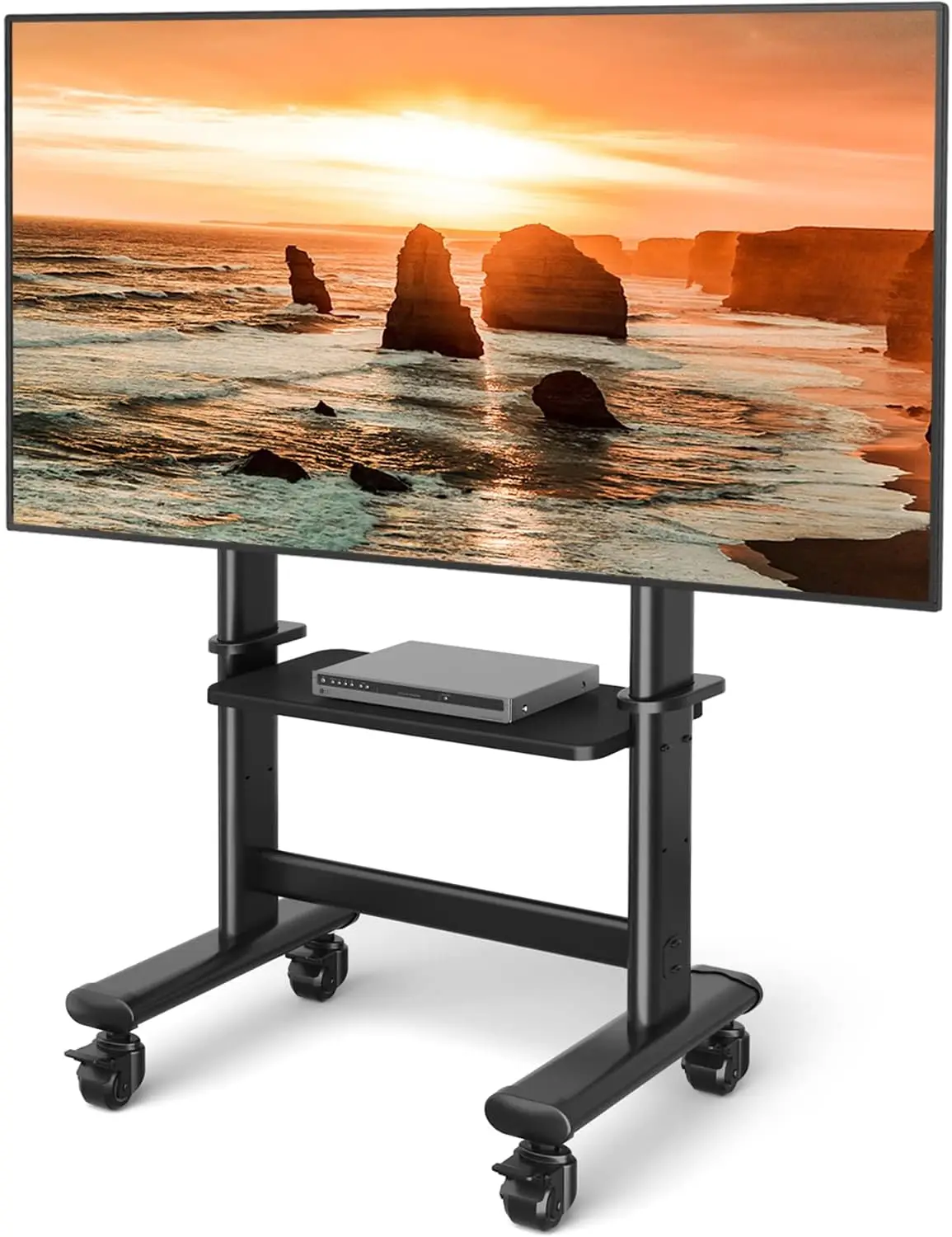 TV Cart Rolling TV Stand with Wheels for 55-100 Inch LCD LED Flat Curved Screens up to 250 lbs, Max VESA800x600 mm Heavy Duty Po