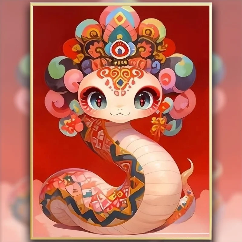 

Modern Simple DIY Cross Stitch Kit Lucky Snake Zodiac Animal Full Bead Paste Home Fabric Art Living Room Decor Cross Stitch