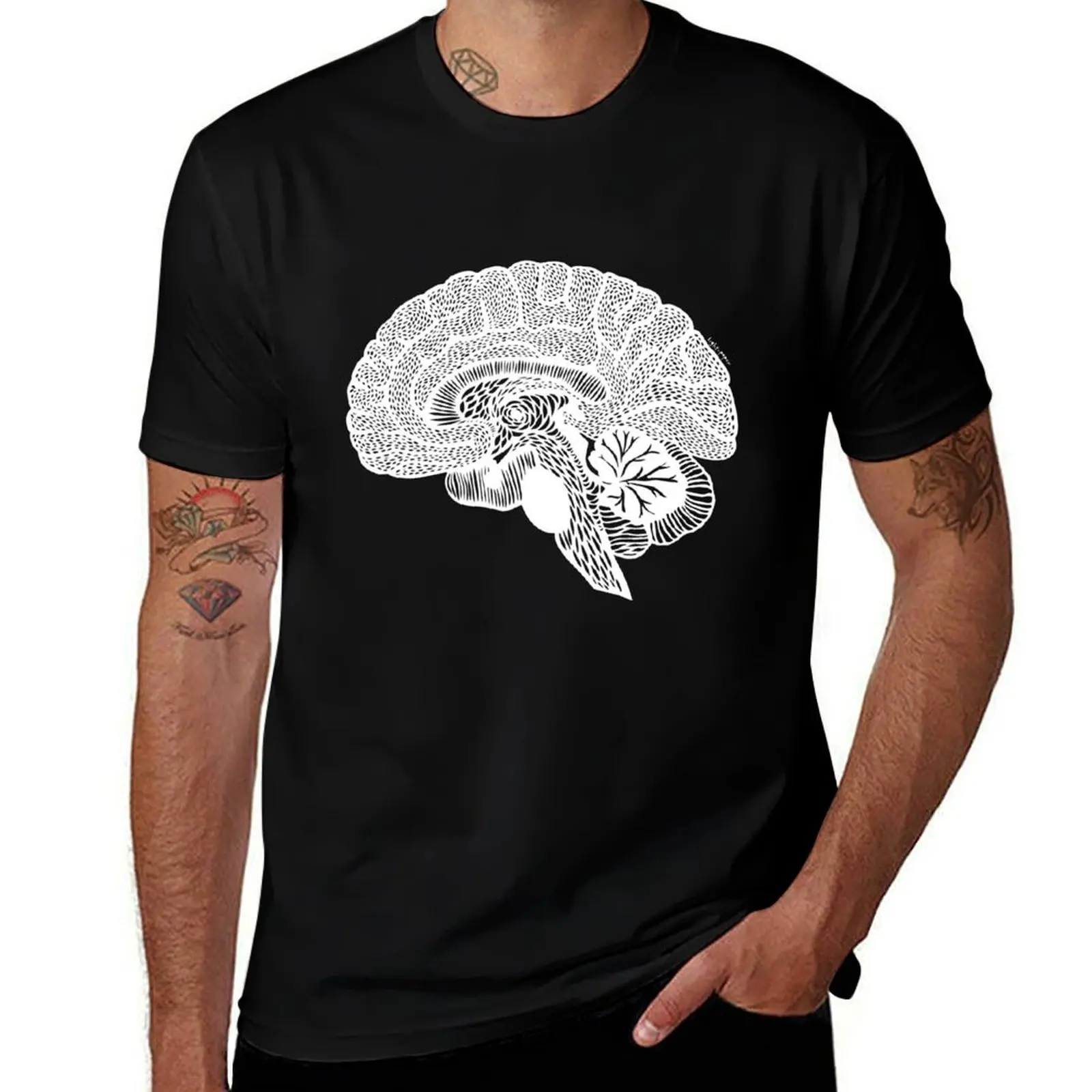 

Anatomical Brain - White Print T-Shirt t shirts for man graphic tees man t shirt cotton man t shirt luxury T-shirt