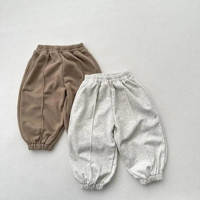 

Новинка осени 2024, детские спортивные штаны, хлопковые повседневные штаны для мальчиков, шаровары для девочек, однотонные детские свободные брюки, одежда для малышей