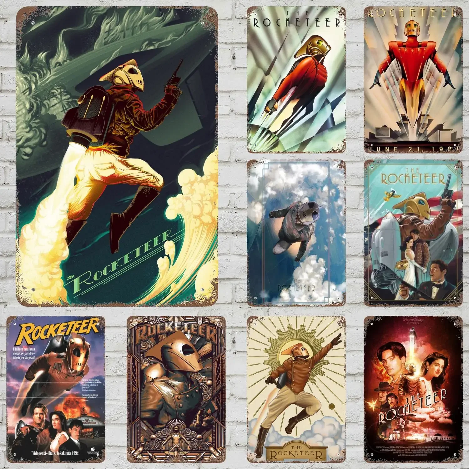 MINISO The Rocketeer-letreros de hojalata de Metal Vintage, carteles, decoración, placa de Metal Retro, decoración artística de pared para Bar de garaje