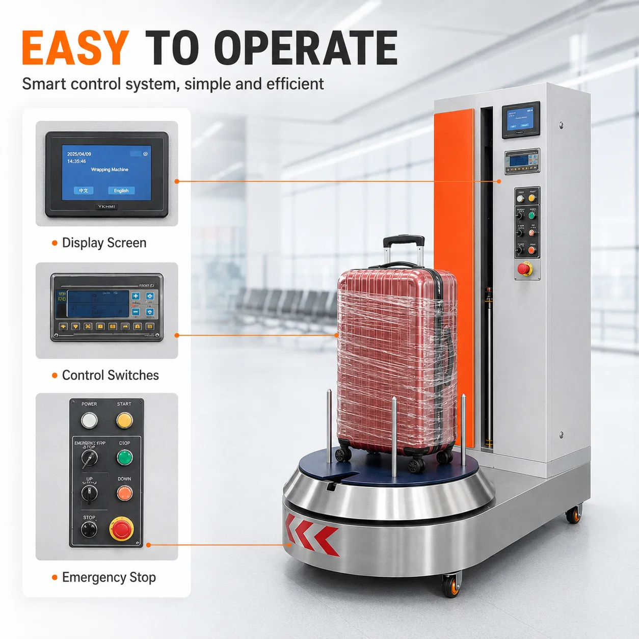 Electric Travel Suitcase Stretch Film Packer Pallet Wrapper AC Motor Easy Operation Long Service Life Wholesale Bulk