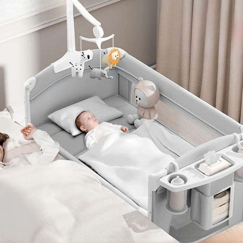 Tempat Tidur Bayi Lipat Portabel yang Dapat Diubah dengan Stasiun Pengganti Popok yang Dapat Disesuaikan untuk Bayi Baru Lahir Desain Modern yang Aman untuk Bayi Laki-laki dan Perempuan.