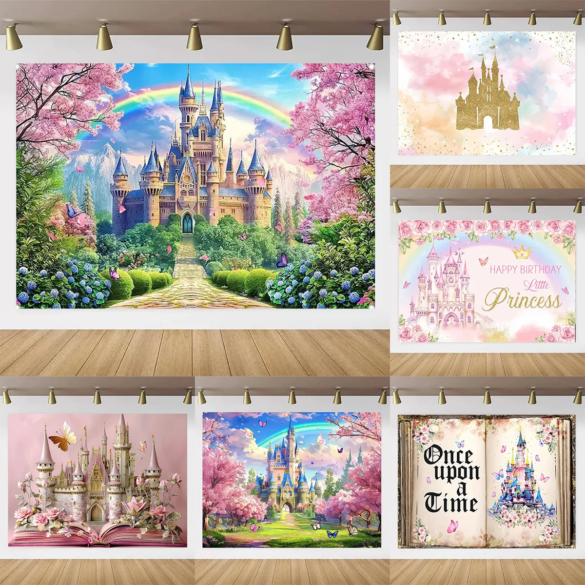 

Fairy Tale Princess Castle Theme Party Backdrop Castle Garden Baby Baptism Cake Table Decor Photography Props Kids Gift